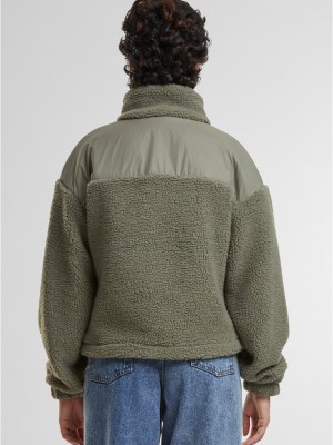 Дамско пухено яке в зелен цвят Urban Classics  Sherpa Mix Дамско пухено яке в зелен цвят Urban Classics  Sherpa Mix
