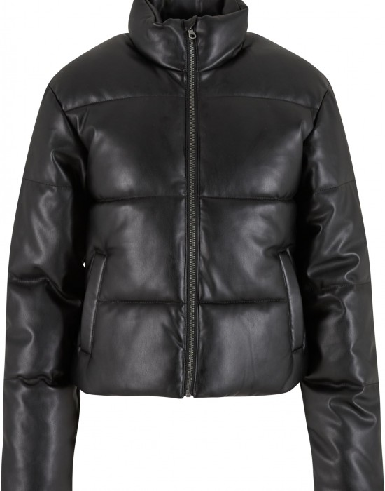 Дамско яке в черно Urban Classics Synthetic Leather Puffer Дамско яке в черно Urban Classics Synthetic Leather Puffer