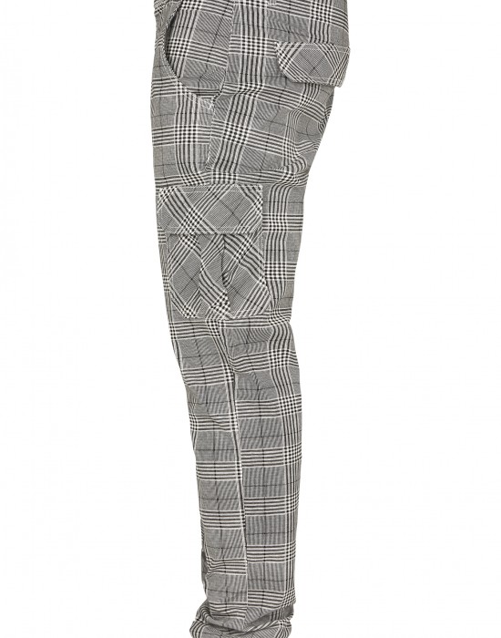 Мъжки карго панталон в черно и бяло Urban Classics AOP Glencheck Cargo Jog Pants