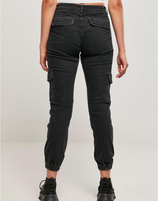 Дамски дълги карго панталони в черен цвят Ladies Denim Cargo Pants