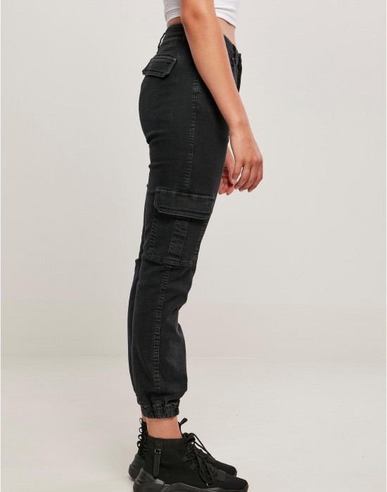 Дамски дълги карго панталони в черен цвят Ladies Denim Cargo Pants