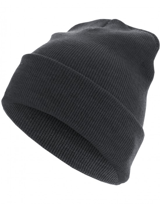 Бийни шапка в цвят графит Beanie Basic Flap Long Version h.char