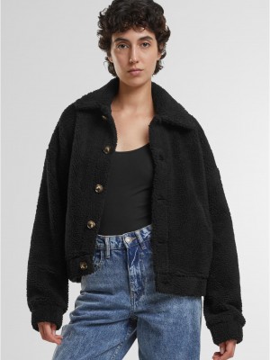Дамско късо яке в черноо Urban Classics Sherpa Button Дамско късо яке в черноо Urban Classics Sherpa Button