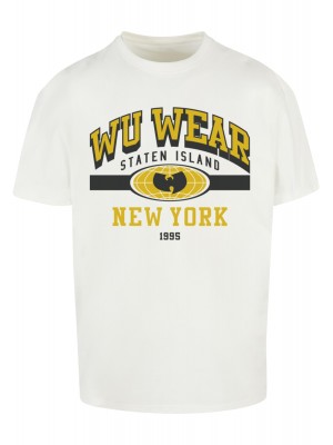 Мъжка тениска в бял цвят WU Wear Staten Island College Oversize
