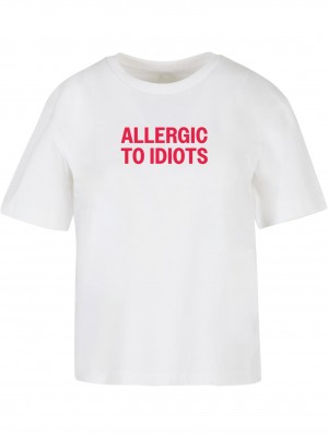 Дамска тениска в бял цвят Allergic To Idiots Tee