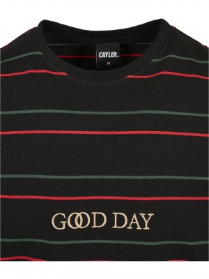 Мъжка тениска в черно на райета C&S