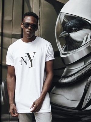 Бяла мъжка тениска Mister Tee NY Brooklyn