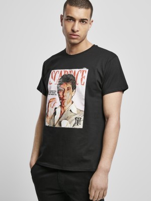 Мъжка тениска в черен цвят Merchcode Scarface Magazine Cover 
