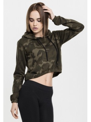 Дамски суичър в цвят маслина Urban Classics Ladies Camo Cropped Hoody   Дамски суичър в цвят маслина Urban Classics Ladies Camo Cropped Hoody