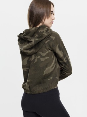  Дамски суичър в цвят маслина Urban Classics Ladies Camo Cropped Hoody 