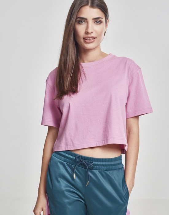 Дамска къса и широка тениска в розово Oversized Urban Classics coolpink