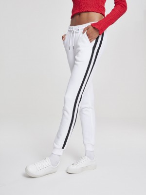 Дамско долнище Urban Classics white/black/white в бял цвят