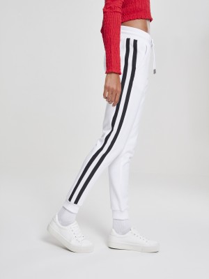 Дамско долнище Urban Classics white/black/white в бял цвят