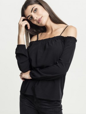 Дамска блуза с голи рамене Urban Classics в черен цвят