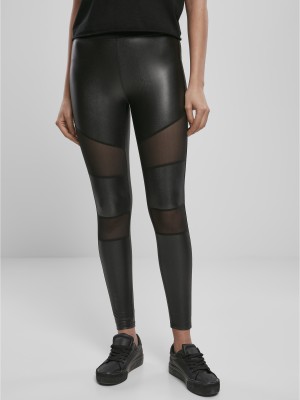 Дамски клин в черно от Urban Classics Ladies Tech Mesh Faux Leather