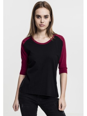 Дамска блуза Urban Classics blk/burgundy с 3/4 ръкави Дамска блуза Urban Classics blk/burgundy с 3/4 ръкави