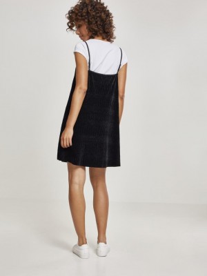 Черна рокля с тънки презрамки Urban Classics