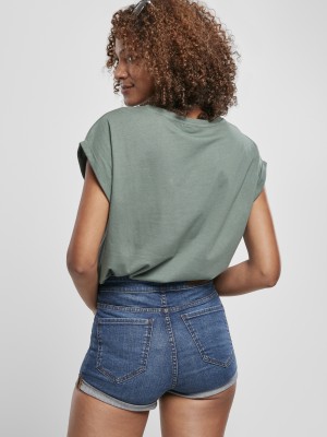 Дамска тениска в зелено от Urban Classics Ladies Extended Shoulder 