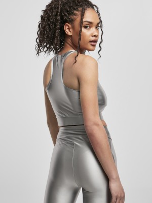 Дамски топ в сребрист цвят Urban Classics  Cropped Shiny 