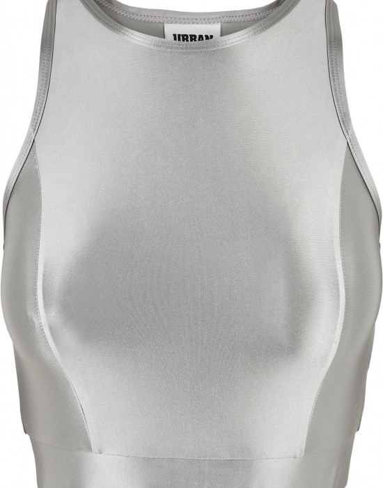 Дамски топ в сребрист цвят Urban Classics  Cropped Shiny 