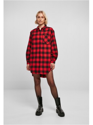 Дамска карирана риза тип рокля Urban Classics Shirt Dress black/red XXL Дамска карирана риза тип рокля Urban Classics Shirt Dress black/red XXL