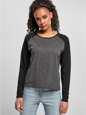 Дамска блуза в черно и сиво Ladies Contrast Longsleeve