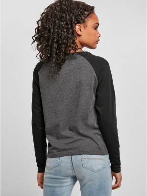Дамска блуза в черно и сиво Ladies Contrast Longsleeve