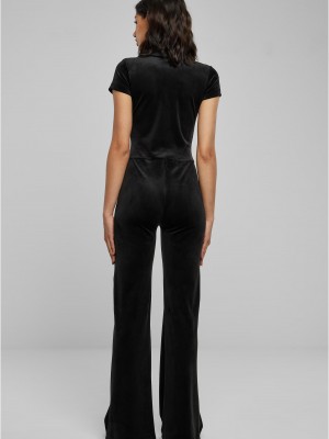 Дамски кадифен гащеризон в черен цвят Urban Classics