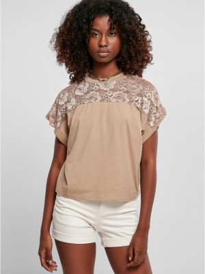 Дамска широка тениска в бежов цвят Ladies Oversized Tee