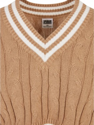 Дамски къс плетен елек в бежов цвят Urban Classics