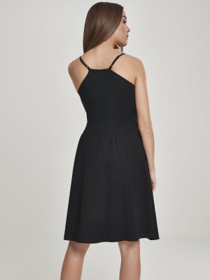 Черна рокля с тънки презрамки Urban Classics