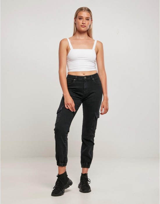 Дамски дълги карго панталони в черен цвят Ladies Denim Cargo Pants Дамски дълги карго панталони в черен цвят Ladies Denim Cargo Pants