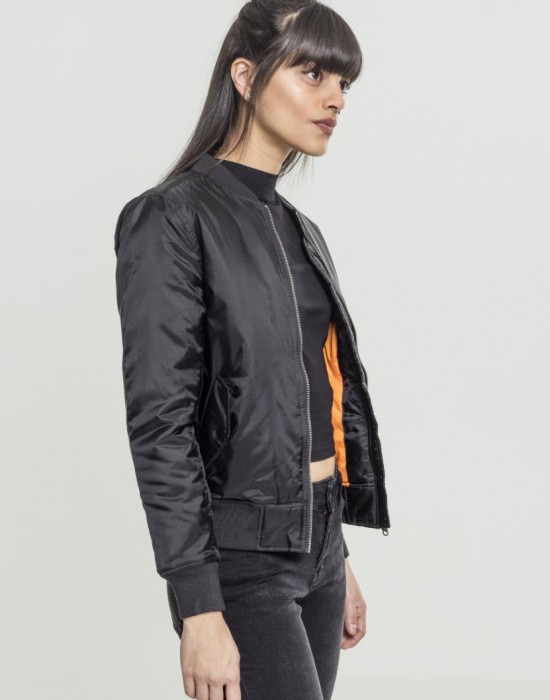 Дамско черно яке тип бомбър Urban Classics Basic Дамско черно яке тип бомбър Urban Classics Basic
