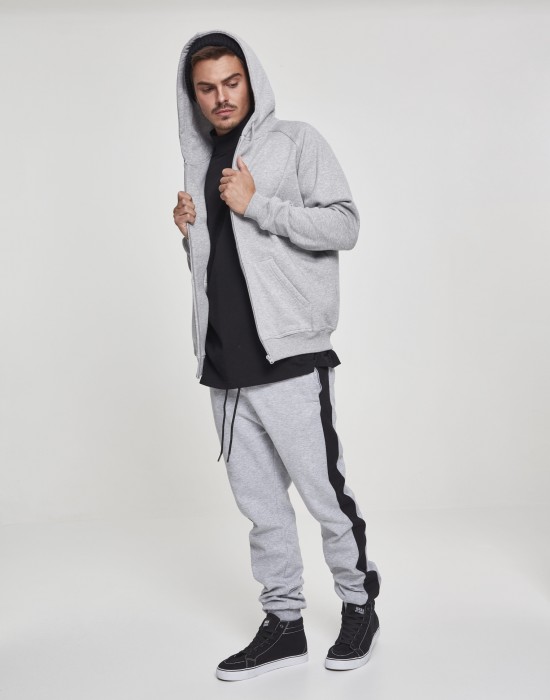 Мъжки изчистен суичър с цип Urban Classics в сив цвят