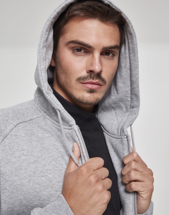 Мъжки изчистен суичър с цип Urban Classics в сив цвят