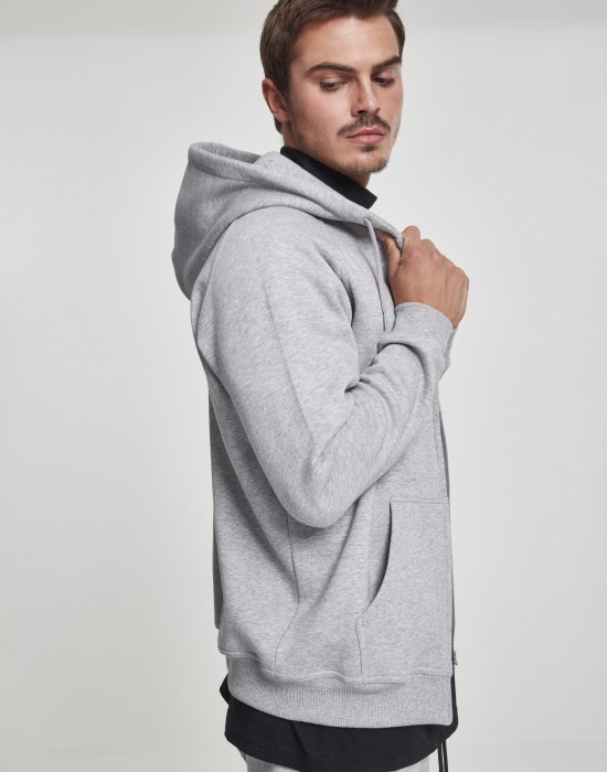 Мъжки изчистен суичър с цип Urban Classics в сив цвят