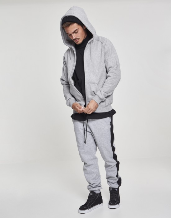 Мъжки изчистен суичър с цип Urban Classics в сив цвят