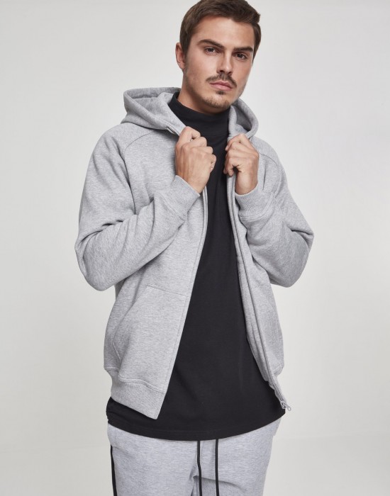 Мъжки изчистен суичър с цип Urban Classics в сив цвят