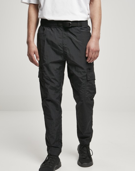 Мъжки летен карго панталон в черен цвят Urban Classics Adjustable Nylon Cargo Pants