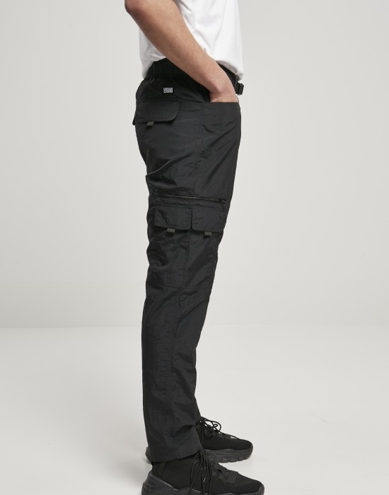 Мъжки летен карго панталон в черен цвят Urban Classics Adjustable Nylon Cargo Pants