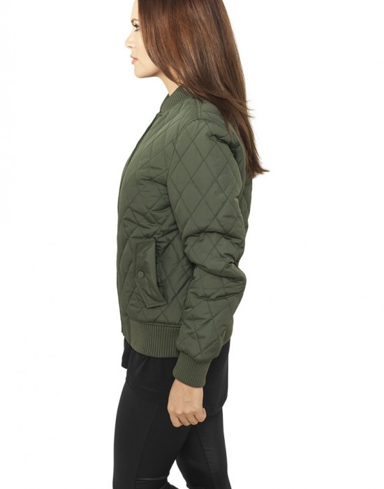Дамско яке бомбър Urban Classics в цвят маслина