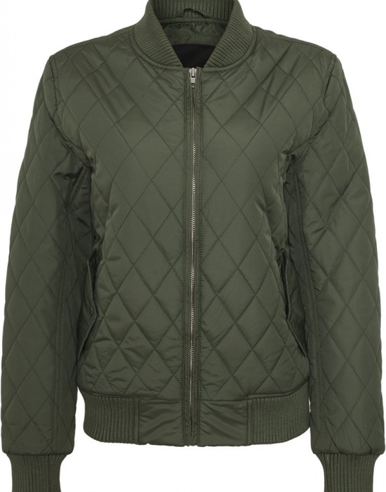 Дамско яке бомбър Urban Classics в цвят маслина