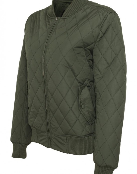 Дамско яке бомбър Urban Classics в цвят маслина
