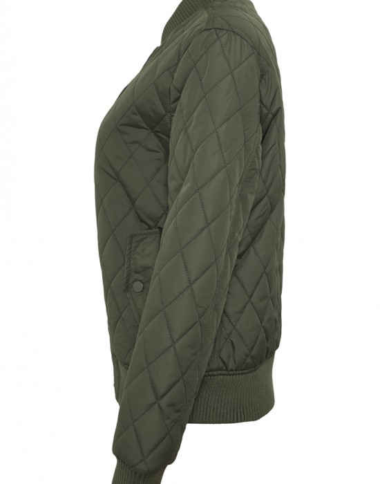 Дамско яке бомбър Urban Classics в цвят маслина