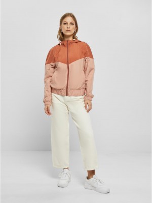 Дамска ветровка с качулка в цвят праскова Urban Classics Ladies Arrow Windbreaker