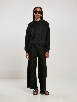 Дамски къс суичър с качулка в черен цвят Urban Classics Hoody