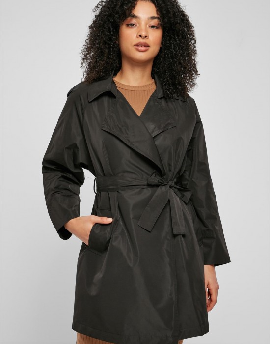 Дамски шлифер в черен цвят Urban Classics Trench Coat Дамски шлифер в черен цвят Urban Classics Trench Coat