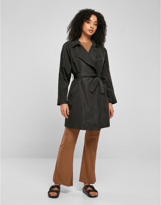 Дамски шлифер в черен цвят Urban Classics Trench Coat Дамски шлифер в черен цвят Urban Classics Trench Coat
