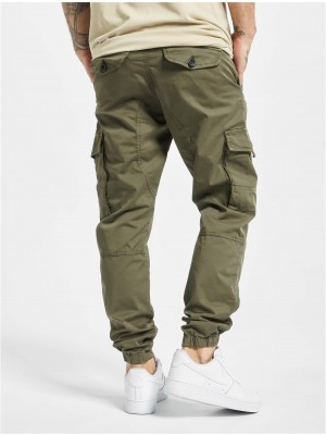 Мъжки карго панталон в цвят маслина DEF Pete
