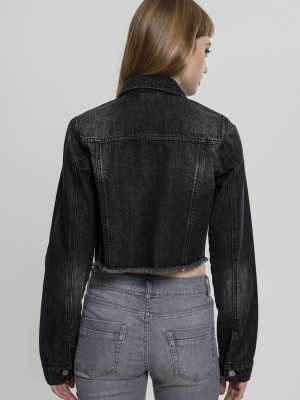 Дамско късо дънково яке в черен цвят Urban Classics